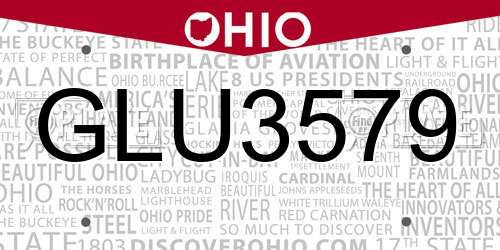 GLU3579 Ohio License Plate
