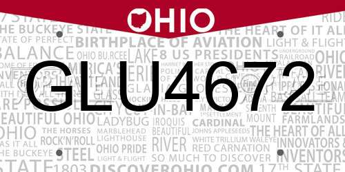GLU4672 Ohio License Plate