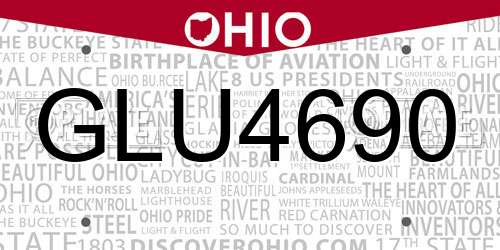 GLU4690 Ohio License Plate