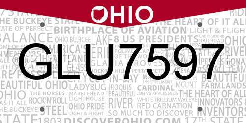 GLU7597 Ohio License Plate
