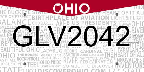 GLV2042 Ohio License Plate