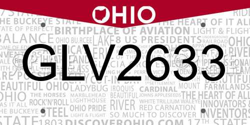 GLV2633 Ohio License Plate