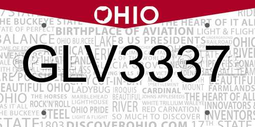 GLV3337 Ohio License Plate