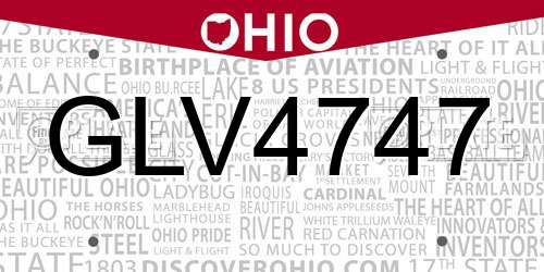 GLV4747 Ohio License Plate