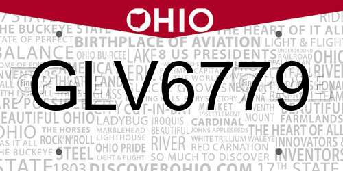 GLV6779 Ohio License Plate