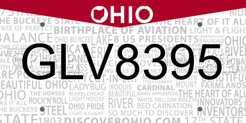 GLV8395 Ohio License Plate