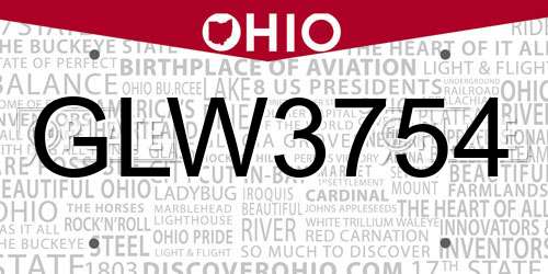 GLW3754 Ohio License Plate
