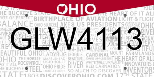 GLW4113 Ohio License Plate