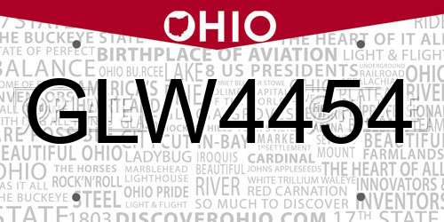 GLW4454 Ohio License Plate