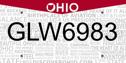 GLW6983 Ohio License Plate