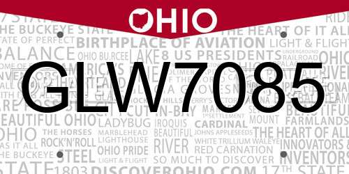 GLW7085 Ohio License Plate