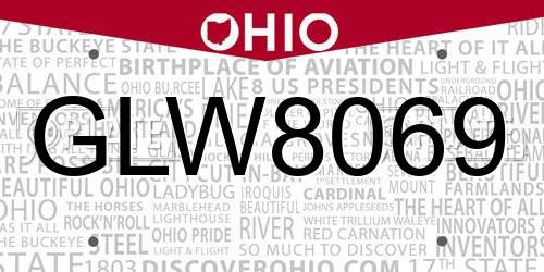 GLW8069 Ohio License Plate
