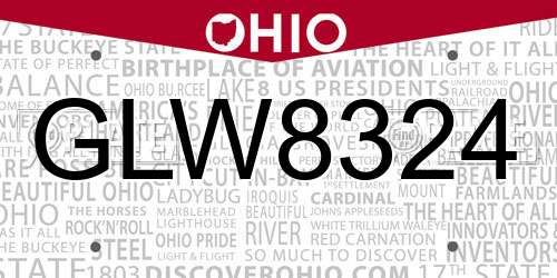GLW8324 Ohio License Plate