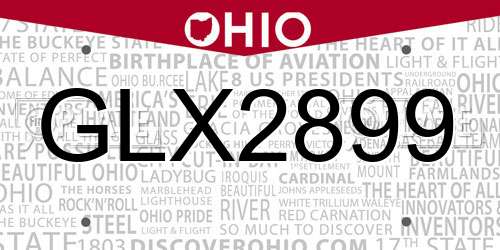 GLX2899 Ohio License Plate
