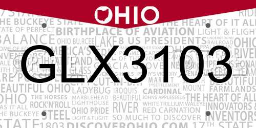 GLX3103 Ohio License Plate