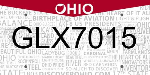 GLX7015 Ohio License Plate