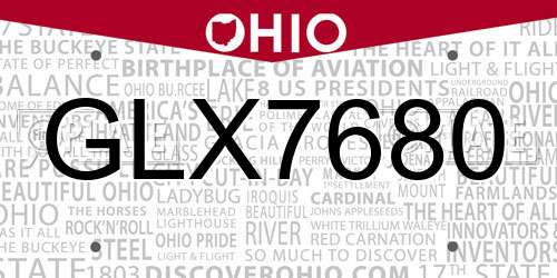 GLX7680 Ohio License Plate