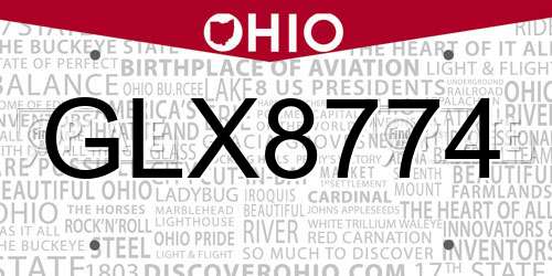 GLX8774 Ohio License Plate