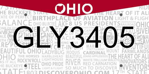 GLY3405 Ohio License Plate