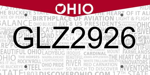 GLZ2926 Ohio License Plate