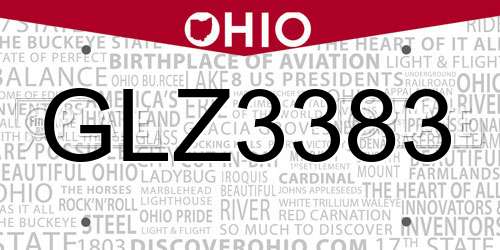 GLZ3383 Ohio License Plate