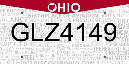 GLZ4149 Ohio License Plate