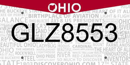 GLZ8553 Ohio License Plate