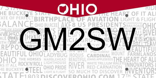 GM2SW Ohio License Plate