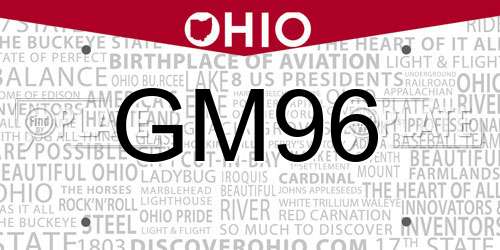 GM96 Ohio License Plate