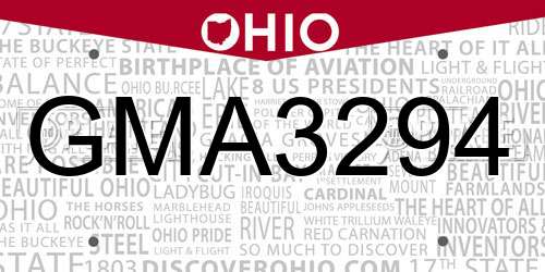 GMA3294 Ohio License Plate