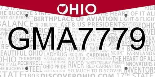 GMA7779 Ohio License Plate