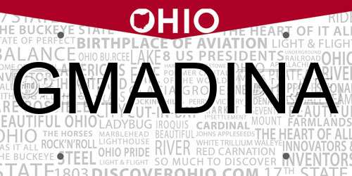 GMADINA Ohio License Plate