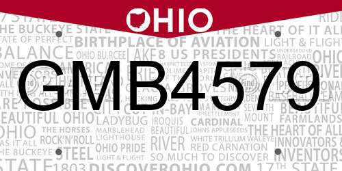 GMB4579 Ohio License Plate