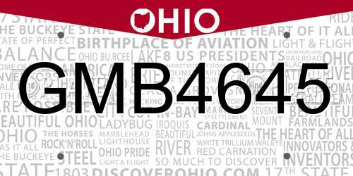 GMB4645 Ohio License Plate