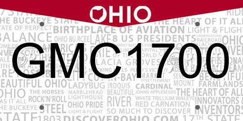 GMC1700 Ohio License Plate