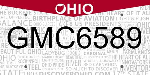 GMC6589 Ohio License Plate
