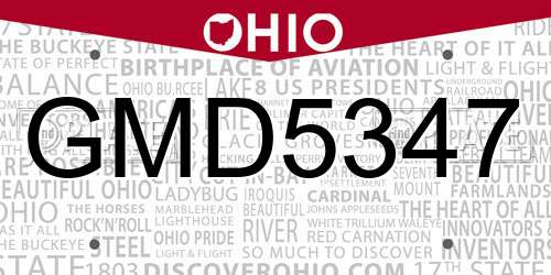 GMD5347 Ohio License Plate