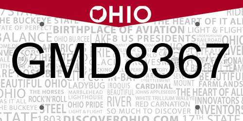 GMD8367 Ohio License Plate
