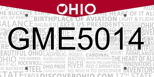 GME5014 Ohio License Plate