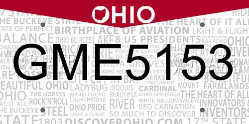 GME5153 Ohio License Plate