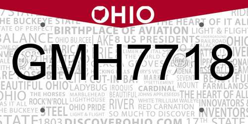 GMH7718 Ohio License Plate