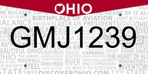 GMJ1239 Ohio License Plate
