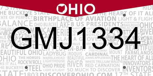 GMJ1334 Ohio License Plate