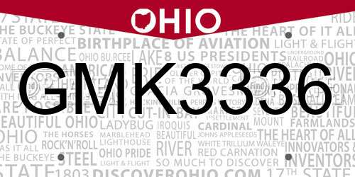 GMK3336 Ohio License Plate