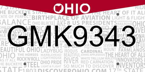 GMK9343 Ohio License Plate