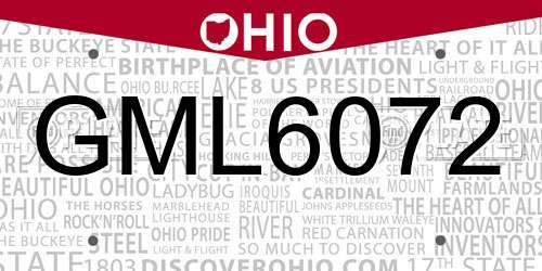 GML6072 Ohio License Plate