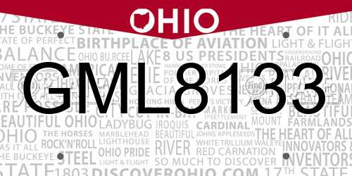 GML8133 Ohio License Plate