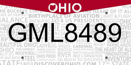 GML8489 Ohio License Plate