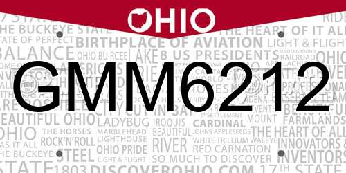 GMM6212 Ohio License Plate