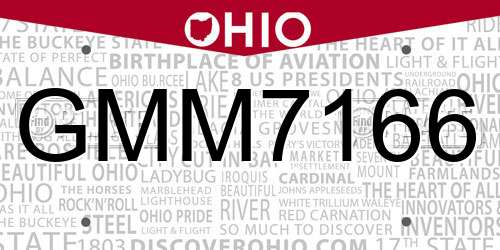 GMM7166 Ohio License Plate